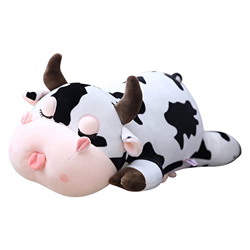 Riesige Kuh Kuscheltier Kuh Plüschtier Weiches Kuhkissen Plüschtiere Geschenke für Kinder (19,6) Lautspruch-Toy (White, One Size) von Generisch