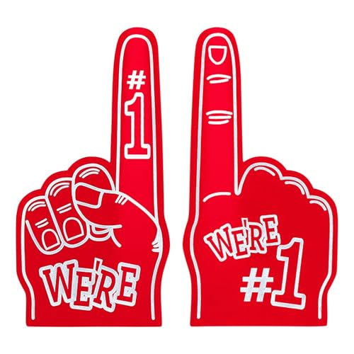 Riesige Schaumstoff-Hände, Gladiatoren, 2 Stück, Schaumstoff-Finger-Zeiger, Gladiatoren für Sport-Fans, inspirierendes Jubeln, rote riesige Schaumstoff-Hand für Sportveranstaltungen, Jubeln von Generisch