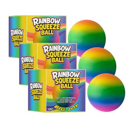Riesiger 4-Zoll-Regenbogen-Stressball für Erwachsene Kinder, Jumbo Big Squeeze Relief! Füllt Ihre gesamte Palme, 2X größer als Standard, Ultra-weicher Ball für Tiefe Stresslinderung (3Pcs) von Generisch