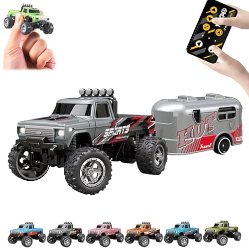 RipRush Mini Monster 1:64 Off-Road LED Alloy Racer, 2025 New 3-Speed Variable Speed Off-Road Vehicle with LED and Remote Control, Unleash Adventure, Build Skills (Gray,#B) von Generisch