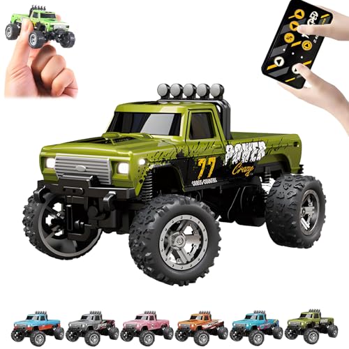 RipRush Mini Monster 1:64 Off-Road LED Alloy Racer, 2025 New 3-Speed Variable Speed Off-Road Vehicle with LED and Remote Control, Unleash Adventure, Build Skills (Green,#A) von Generisch