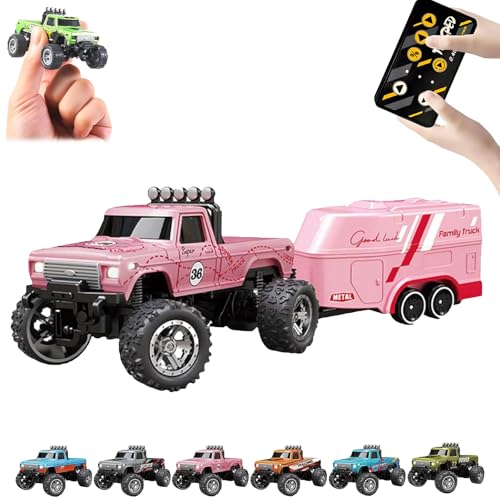 RipRush Mini Monster 1:64 Off-Road LED Alloy Racer, 2025 New 3-Speed Variable Speed Off-Road Vehicle with LED and Remote Control, Unleash Adventure, Build Skills (Pink,#B) von Generisch