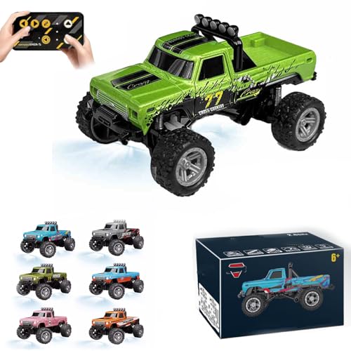 RipRush Mini Monster 1:64 Off-Road LED Alloy Racer, 360° Flip Rip Rush Alloy Racer, 2025 New 3-Speed Variable Speed Off-Road Vehicle, 3-Speed Modes, 2.4GHz Racing System (Gift BoxA,Green) von Generisch