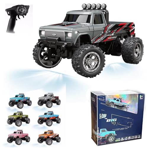 RipRush Mini Monster 1:64 Off-Road LED Alloy Racer, 360° Flip Rip Rush Alloy Racer, 2025 New 3-Speed Variable Speed Off-Road Vehicle, 3-Speed Modes, 2.4GHz Racing System (Gift BoxB,Gray) von Generisch
