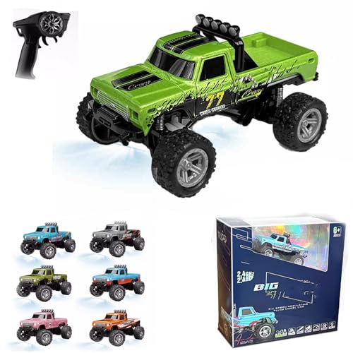 RipRush Mini Monster 1:64 Off-Road LED Alloy Racer, 360° Flip Rip Rush Alloy Racer, 2025 New 3-Speed Variable Speed Off-Road Vehicle, 3-Speed Modes, 2.4GHz Racing System (Gift BoxB,Green) von Generisch