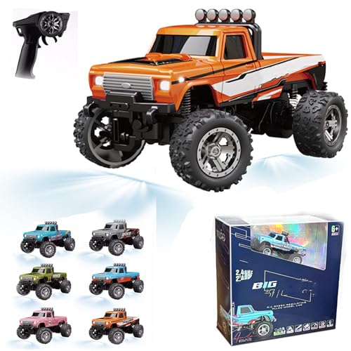 RipRush Mini Monster 1:64 Off-Road LED Alloy Racer, 360° Flip Rip Rush Alloy Racer, 2025 New 3-Speed Variable Speed Off-Road Vehicle, 3-Speed Modes, 2.4GHz Racing System (Gift BoxB,Orange) von Generisch