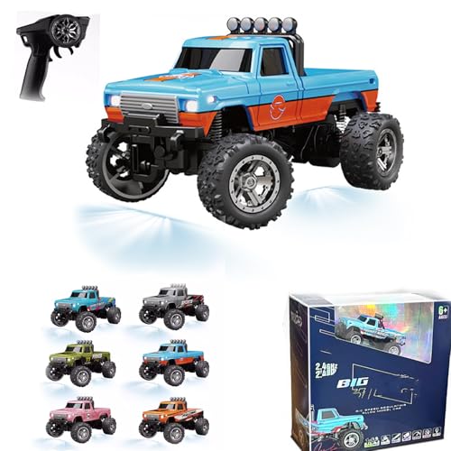 RipRush Mini Monster 1:64 Off-Road LED Alloy Racer, 360° Flip Rip Rush Alloy Racer, 2025 New 3-Speed Variable Speed Off-Road Vehicle, 3-Speed Modes, 2.4GHz Racing System (Gift BoxB,Orange-Blue) von Generisch