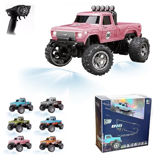 RipRush Mini Monster 1:64 Off-Road LED Alloy Racer, 360° Flip Rip Rush Alloy Racer, 2025 New 3-Speed Variable Speed Off-Road Vehicle, 3-Speed Modes, 2.4GHz Racing System (Gift BoxB,Pink) von Generisch