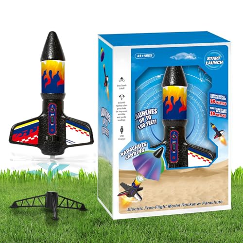 Rocket Toy, Launching Rocket Parachute, Science Learning Game, Safe and Easy to Use, Parent Child Activity, Outdoor Group Fun, 1 Set for Students, Backyard, Park, Picnic, Multicolor von Generisch