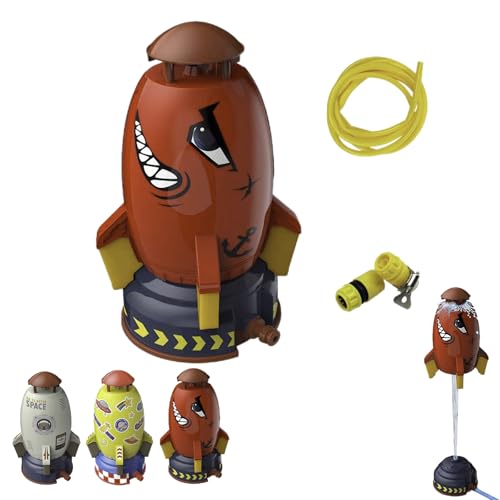 Rocket Wassersprinkler Kinder Outdoor, Karikatur Wasserrakete Sprinkler Spielzeug, 360 Grad Rasensprengers Kinder, Raketenform Wasserspielzeug Sprinkler, Wasserschlauch Spielzeug Für Hof, Garten(C) von Generisch