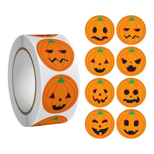 Roll der Aufkleber Kürbis Hexe - Runde Kürbis Witch Bast Bat Zombie Spooky Aufkleber | Festival Kürbisse Party Dekorationslabel | Cartoon Halloween Sealing Sticker Roll für Familienfeiertagsfeiertag Roll der Aufkleber Kürbis Hexe - Runde Kürbis Witch Bast Bat Zombie Spooky Aufkleber | Festival Kürbisse Party Dekorationslabel | Cartoon Halloween Sealing Sticker Roll für Familienfeiertagsfeiertag von Generisch