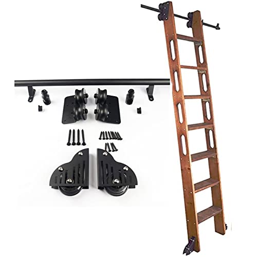 Rollende Bibliotheksleiter, Gleitschiene, Hardware-Kit für Zuhause, Büro, mobiles Leiterbahnsystem mit rundem Rohr, Karbonstahl, 500 cm Rollende Bibliotheksleiter, Gleitschiene, Hardware-Kit für Zuhause, Büro, mobiles Leiterbahnsystem mit rundem Rohr, Karbonstahl, 500 cm von Generisch