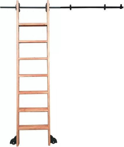 Rollende Bibliotheksleiter, robuste Gleitschienen, Hardware-Kit, Rollleitern für Bücherregal, Lager, mobile Leiterschiene (ohne Leiter), M (Größe: 200 cm Schienenset) von Generisch