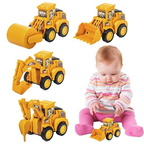Roller Bulldozer | Reibungsantriebs -LKW -Spielzeug | Baufahrzeuge Spielzeug | Wiederverwendbarer Baukraftschlepper -Bagger, Tragbarer Straßenrolle Und Bohrmaschine, Stapelantrieb Für Kinder von Generisch