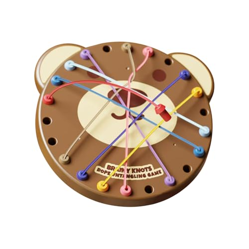 Rope Puzzle Games, Bear-Shaped Sorting Brain Teaser, Interactive Cable Knot Puzzle, 9.06x9.06x1.1 inches Compact Educational Mind Game, Ideal for Adults, Kids and Playtime von Generisch