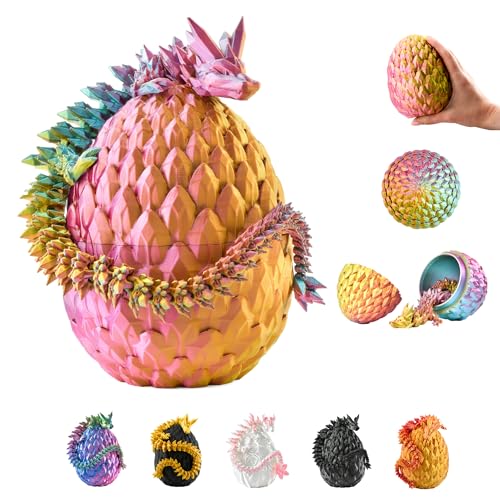 Drachenfigur Spielzeug – Schlüpfender Fantasy-Drache im Ei – 36 cm große Sammelfigur – Kreatives Rollenspiel & Geschenkidee für Jungen & Mädchen (Rot-Gelb-Grün) von Generisch