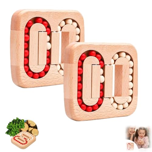 Rotating Magic Bean Fingertip Toy Wood Puzzles, Wooden Spinning Magic Cube Toys, Funny Bean Brain Teaser Sensory Puzzles, Interactive Rotating Puzzles Cube for Adults (2PCS,Wooden Beads) von Generisch