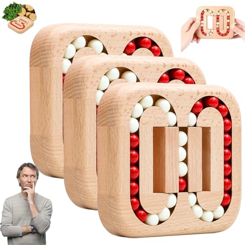 Rotierende magische Bohne Fingerspitze Spielzeug Holz Puzzles, rotierende magische Bohne Fingerspitze Holz, lustige Brain Teaser sensorische Puzzles , lustige Brain Teaser (3 Stück,Acryl-Perlen) von Generisch