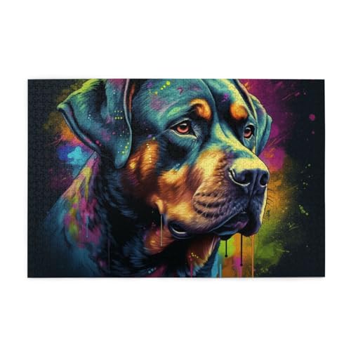 Rottweiler Puzzle mit Graffiti-Stil, 1000 Teile für Erwachsene, Holzpuzzles für Erwachsene, Geschenke, Heimdekoration Rottweiler Puzzle mit Graffiti-Stil, 1000 Teile für Erwachsene, Holzpuzzles für Erwachsene, Geschenke, Heimdekoration von Generisch