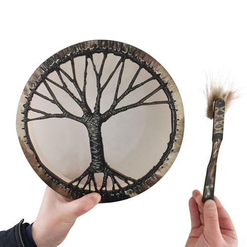 Roundhand -Trommel - Retro -Baum -Design kleine runde Handtrommeln - Vintage -Trommeldekoration, Handwerkstrommel für Schlafzimmer, Haustür von Generisch