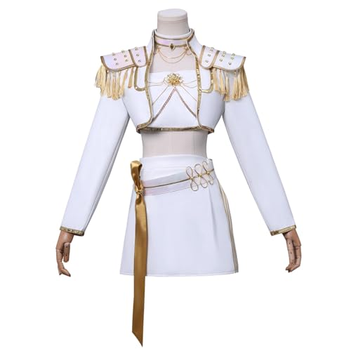 Rumi Zoey Mira Kostüm-Set mit goldenen Kostüm-Perücken für Damen, weißes Outfit-Set, Halloween-Cosplay-Requisiten (Weißgold-Mira, Größe 3XL) von Generisch