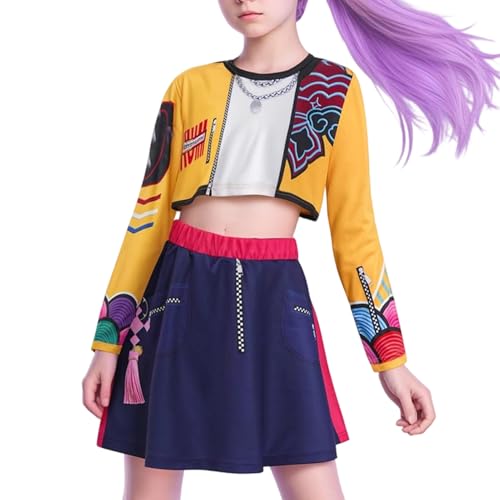 Rumii Kostüm für Kinder, Anime K Pop Dämonen Jäger Cosplay Kostüm für Mädchen 5–12 Jahre, Popsängerin Mira Zoeys Outfit für Halloween von Generisch