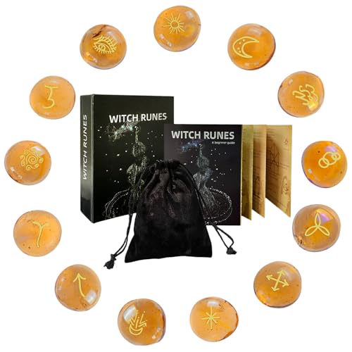 Runes Set - Rune Stones | Altar -Wahrsagerei Steine ​​| Heilung Spiritueller Wahrsagungs Ornament Werkzeuge Mit Tasche Und Führungsbuch Für Anfänger Männer Heidanismus Rituale Altar Frauen Mystische D von Generisch