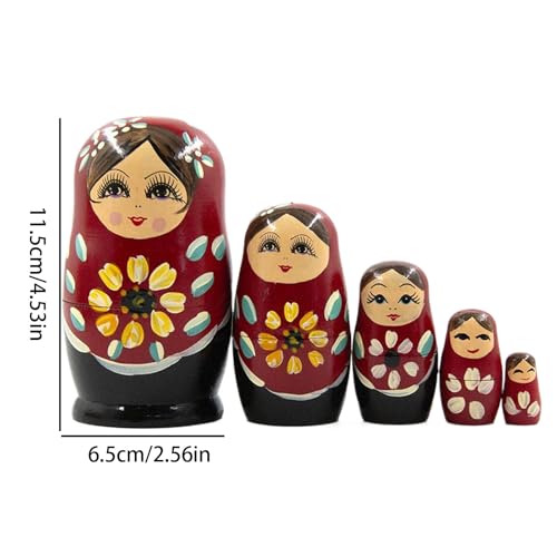Russische Nistpuppen - 5 Stück handgemalte Holzfiguren für Urlaubsausstellung, Heimdekoration mit künstlerischer Handwerkskunst, Tischskulptur für Kamin, Schlafzimmer, Eingang, Herzstückstück Russische Nistpuppen - 5 Stück handgemalte Holzfiguren für Urlaubsausstellung, Heimdekoration mit künstlerischer Handwerkskunst, Tischskulptur für Kamin, Schlafzimmer, Eingang, Herzstückstück von Generisch