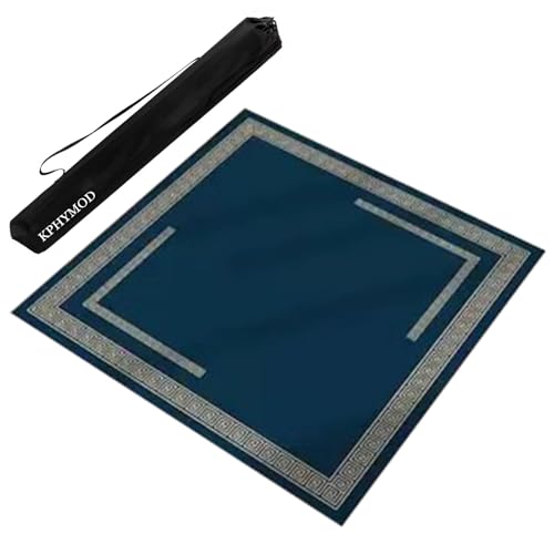 Rutschfeste quadratische Mahjong-Matte mit Tragetasche, Rauschunterdrückung, Pokertischabdeckung für Zuhause, Partys, 90 x 90 cm, Blau – perfekt für Spieleabende von Generisch