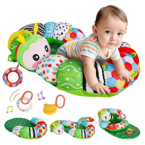 SAIMAND Baby Spielzeug 0-6 Monate - 3-in-1 Abnehmbares Raupe Spielkissen für Tummy Time Toys,Bauchlage, Sitzen & Stützen mit Rassel, Beißring und Spiegel - Ideales Baby Geschenk 0-3-6 Monate von Generisch