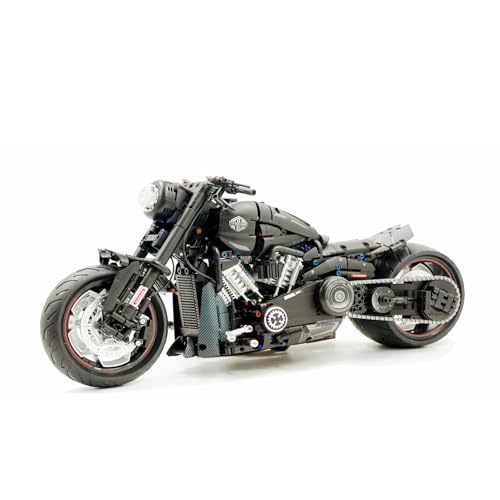 SAYN Technik Motorrad für Harley Davidson, 1/5 2260 Teile Technik Motorrad Bausteine Bausatz mit Licht, Kompatibel mit Lego Technik von Generisch