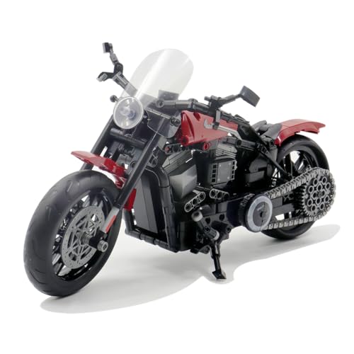 SAYN Technik Motorrad für Harley Davidson, 1/8 500+ Teile Technik Motorrad Bausteine Bausatz, Kompatibel mit Lego Technik von Generisch