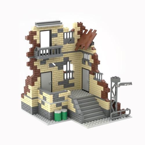 SAYN WW2 Haus Militär Ruine Bausteine Bauset, 420 Teile WW2 Ruine Militär Gebäude Bausteine Bauset, Kompatibel mit Lego von Generisch