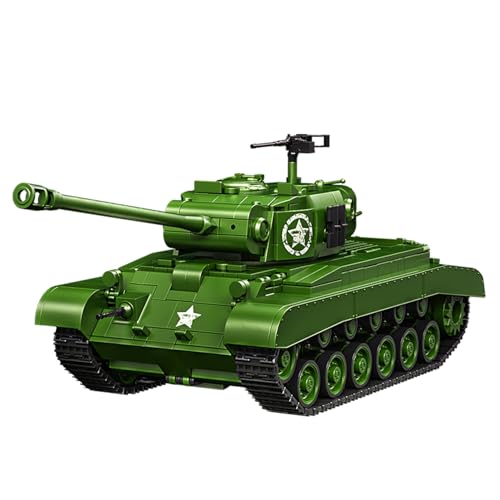 SAYN WW2 Militär Panzer Bausteine Bausatz, 1703 Teile Militär WW2 M26 Pershing Panzer Klemmbausteine Modellbausatz mit Soldaten und Waffen, Kompatibel mit Lego von Generisch