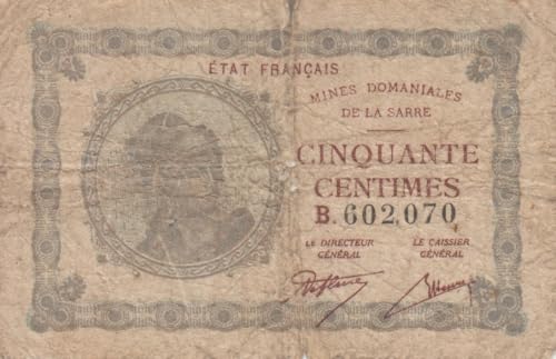 Saarland Rosenbg: 865 stark gebraucht (IV) 1920-1930 50 Centimes (Banknoten für Sammler) von Generisch