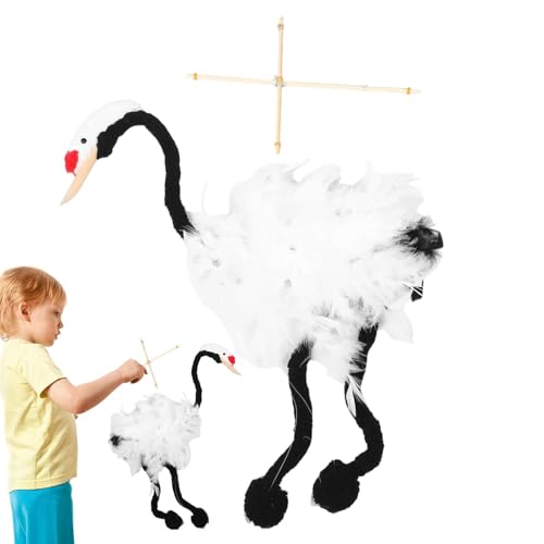 Saitenpuppen, Crane Marionette String Puppen - Crane Marionette Puppet handgefertigt weich mit Pull -Saiten,Fun Stoffed Plüschholz interaktive pädagogische Puppenhandwerk für interaktives Spiel und Le von Generisch
