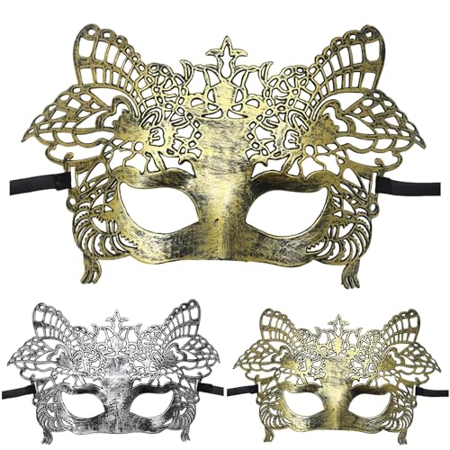 Sale Damen,Maskenball Damen Schwarz,Masken Kostüm Venezianische Maske Herren Gesicht Verkleidung Damen Therian Mask Ballmaske Maskenball Venezianisch Schwarz,Gold,One Size von Generisch