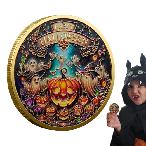 Sammelbare Halloween-Münze, Fröhliche Halloween-Sammelmünze | Robuste Halloween-Sammelmünze aus goldenem Metall - Multifunktionale Gedenkmünze, Halloween-Partygeschenk für, Mädchen, Kinder von Generisch