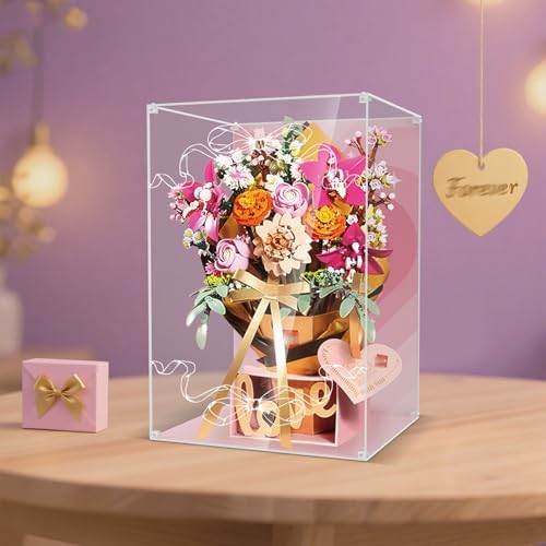 Sammlervitrinen für Lego Rosa Blumenstrauß Bausteine ​​Rosa Gold Geschenkbox 10342, perfekt für Sammler! Geschenke zum QIXI-Fest(Kein Modell) von Generisch