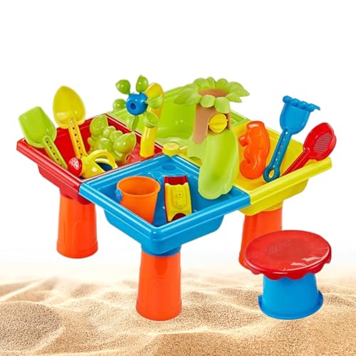 Sand Wassertisch für Kleinkinder, Sand und Wasserspieltisch Outdoor Strandspielzeug, Strandspielset mit Eimern & Förmchen, Kinderspiel Aktivitätstisch für den Außenbereich Sand Wassertisch für Kleinkinder, Sand und Wasserspieltisch Outdoor Strandspielzeug, Strandspielset mit Eimern & Förmchen, Kinderspiel Aktivitätstisch für den Außenbereich von Generisch