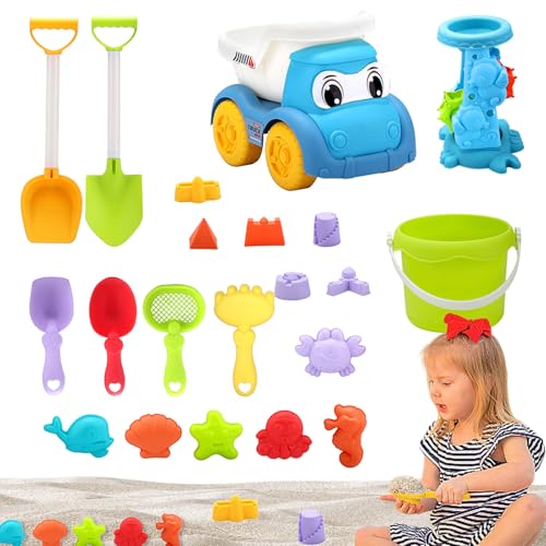 Sandspielzeug, Strandspielzeug für Kleinkinder | 20 Stück Strandauto für Kleinkinder - Strandspielzeug-Set für Kinder, Sandkastenspielzeug, inklusive Strandeimer, Schaufel, Sandformen für unterwegs von Generisch