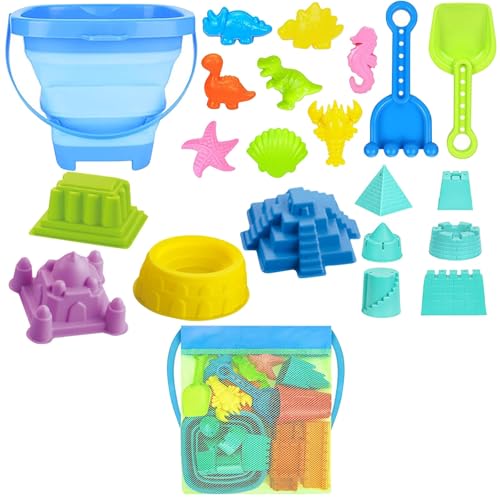 Sandspielzeug Strandspielzeug Kinder 22 Teile Sandkasten Spielzeug Mit Tragbarer Netzbeutel Sandförmchen Schaufel Faltbarer Eimer Für Strand Garten Pool Outdoor Aktivitäten Jungen Mädchen 3-12 Jahre von Generisch