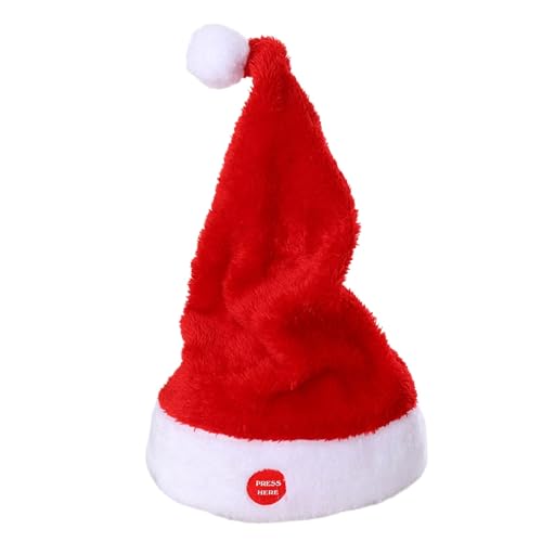 Santa Weihnachten Stofftier Puppen singen englische Lieder Santa Kinderspielzeug sind und schön Baby-Puppe (Red, 37X23X23cm) von Generisch