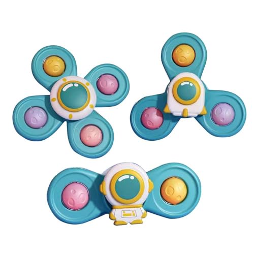 Saugnapf Spinner Spielzeug, 3 Stück Pädagogisches sensorisches Spinner-Spielzeug als Geburtstagsgeschenk, Wasserspielzeug für Kinder Saugnapf Spinner Badespielzeug für Jungen und Mädchen (blau) von Generisch