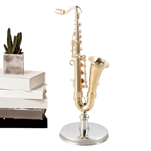 Saxophon Figur,Miniatur Musikinstrument Aus Messing - Messing Musikinstrument Sammlerstück Mit Ständer Und Aufbewahrungsbox Für Dekoration Kinder Erwachsene Weihnachten Geburtstag Puppenhaus Deko Saxophon Figur,Miniatur Musikinstrument Aus Messing - Messing Musikinstrument Sammlerstück Mit Ständer Und Aufbewahrungsbox Für Dekoration Kinder Erwachsene Weihnachten Geburtstag Puppenhaus Deko von Generisch