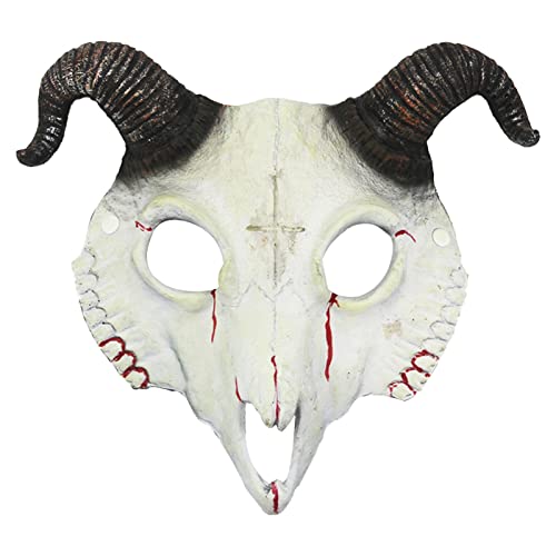 Scary Gesicht Halloween Ziegen Maske, Gruselige Maskenmaske, Halloween Headgear HorrorCosplay Maske, Halloween Gesichtsmaske Kopfbedeckung Kostümzubehör Geschenke für Erwachsene (Grey, One Size) von Generisch