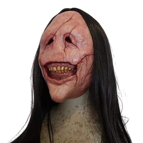 Scary Halloween -Maske Für Erwachsene | Vollgesichtsmasken Halloweens Spandex | Gruselige Realistische Gesichter Ghostface Cosplay | Grinsende Horrormasken Mit Langem Haarkostümzubehör Für Karneval, P Scary Halloween -Maske Für Erwachsene | Vollgesichtsmasken Halloweens Spandex | Gruselige Realistische Gesichter Ghostface Cosplay | Grinsende Horrormasken Mit Langem Haarkostümzubehör Für Karneval, P von Generisch