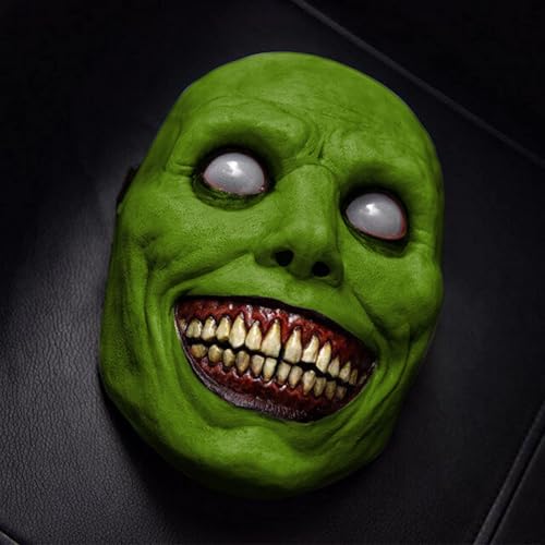 Scary Zombie Mask Set, Halloween Costume Accessory, Creepy Clown & Demon Design, Lightweight & Breathable Plastic, Haunted House Party Essential (Green Exorcist) von Generisch