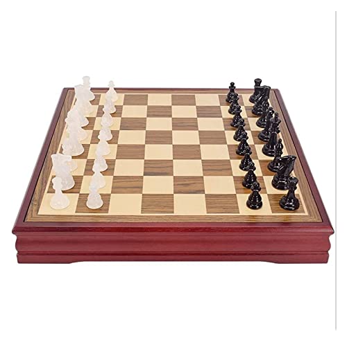 Schach-Set – 37,3 cm großes Holz-Schachbrett mit handgefertigten Kristallachat-Schachfiguren – klassisches Schachspiel für Erwachsene und Kinder Schach-Set – 37,3 cm großes Holz-Schachbrett mit handgefertigten Kristallachat-Schachfiguren – klassisches Schachspiel für Erwachsene und Kinder von Generisch