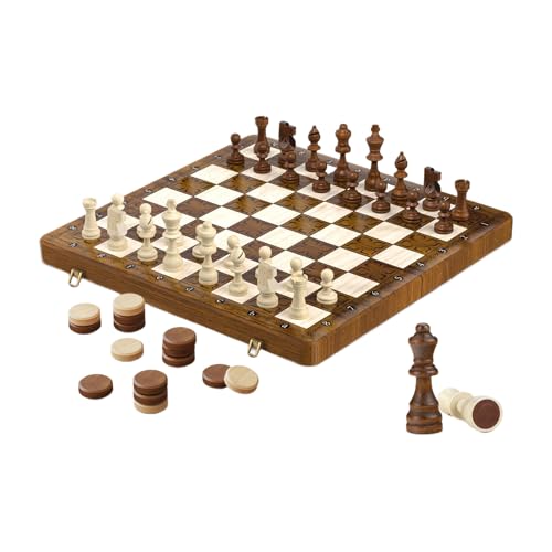 Schachbrettspiele - Magnetisches Holzschach -Set Für Reisen, Wartezimmer Mit Tragbaren Funktionen, Spieleraktivitäten Für Familienabend, Autofahrt, Park, Klassenzimmer, Partys, Zuhause, 15,7 Zoll von Generisch